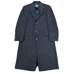 Vintage Burberry Men’s Overcoat Gray LambsWool Single Breasted Car Coat Large